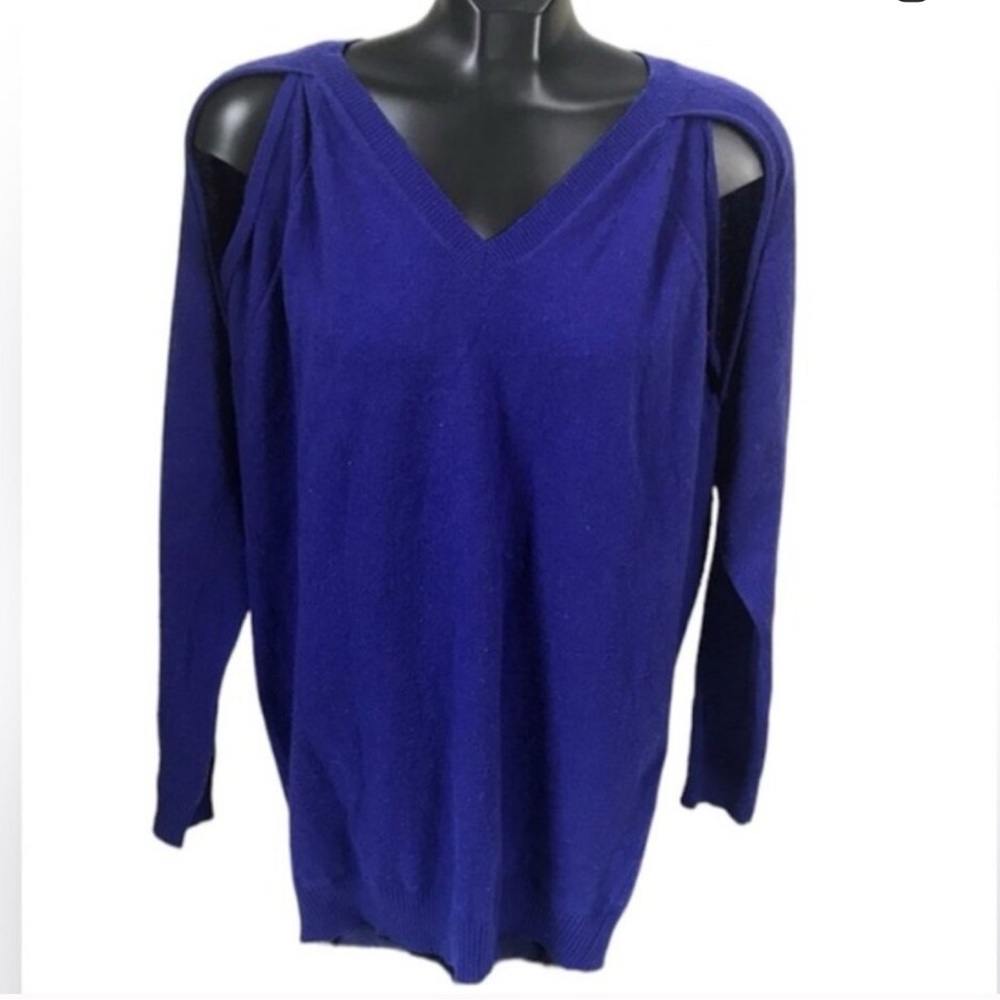 John +Jenn NEW Crew Neck Open Shoulder CutOut Sweater Tunic Top Soft Knit Soft S